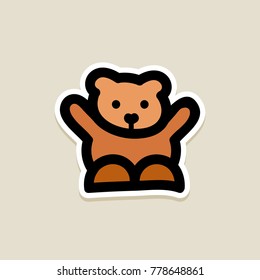 Animals childhood fluffy puppet teddy bear. Valentine's day icon, doodle, hand drawn. Decoration for greeting cards, posters, patches, prints for clothes, emblems, sticker, icon, logo.