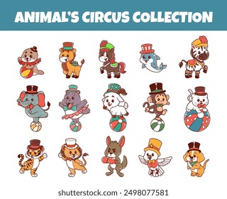 Conjunto de Ilustración vectorial de circo de animales