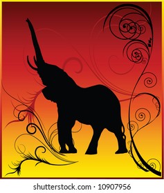 Animals collection with background for your design. The elephant. Variant 1