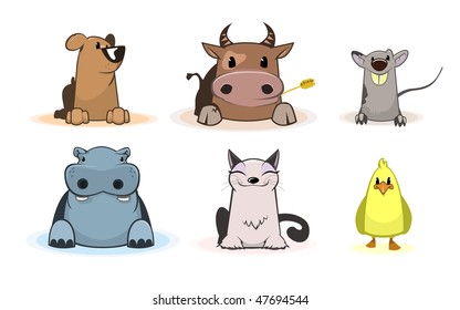 Animals collection in colors