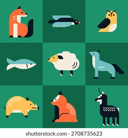 Animals collection - flat design style illustration