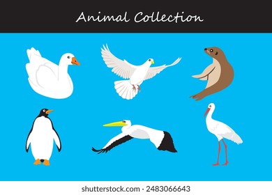 Animals collection. Flat style vector illustration.