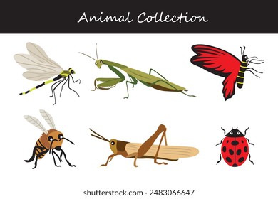 Animals collection. Flat style vector illustration.