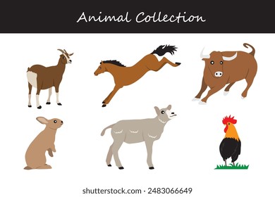 Animals collection. Flat style vector illustration.