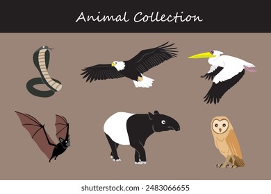 Animals collection. Flat style vector illustration.