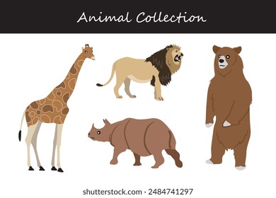 Animals collection. Flat style vector illustration.