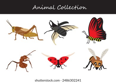 Animals collection. Flat style vector illustration.