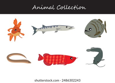 Animals collection. Flat style vector illustration.