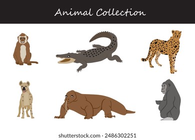Animals collection. Flat style vector illustration.