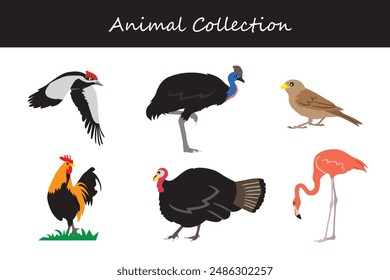 Animals collection. Flat style vector illustration.