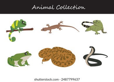 Animals collection. Flat style vector illustration.