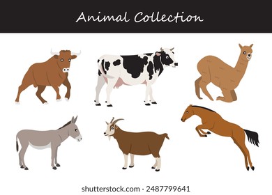 Animals collection. Flat style vector illustration.