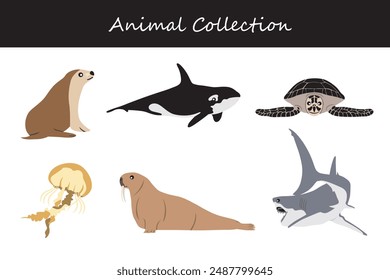 Animals collection. Flat style vector illustration.