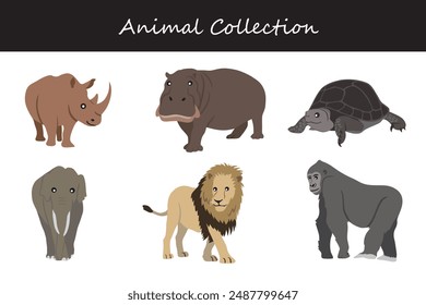 Animals collection. Flat style vector illustration.