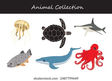 Animals collection. Flat style vector illustration.