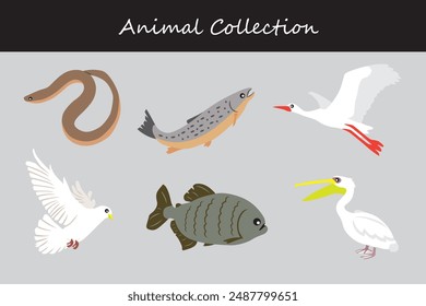 Animals collection. Flat style vector illustration.