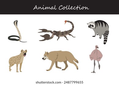 Animals collection. Flat style vector illustration.