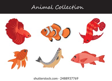 Animals collection. Flat style vector illustration.