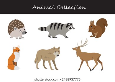 Animals collection. Flat style vector illustration.