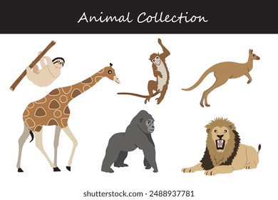 Animals collection. Flat style vector illustration.