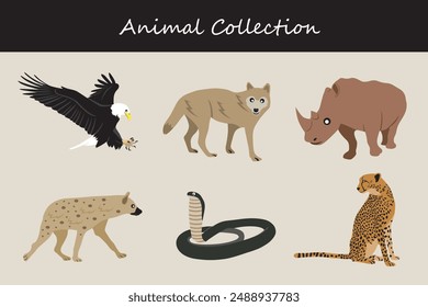 Animals collection. Flat style vector illustration.