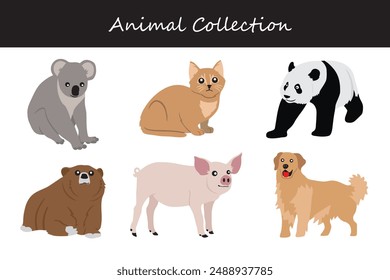 Animals collection. Flat style vector illustration.