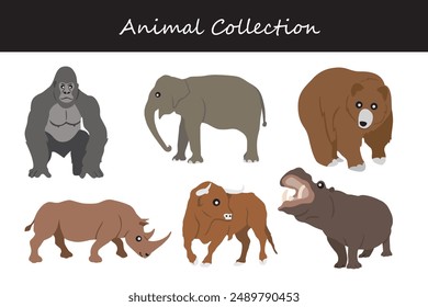 Animals collection. Flat style vector illustration.