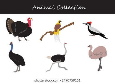 Animals collection. Flat style vector illustration.