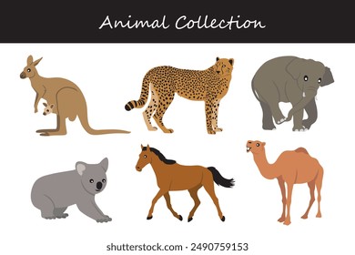 Animals collection. Flat style vector illustration.
