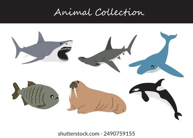 Animals collection. Flat style vector illustration.