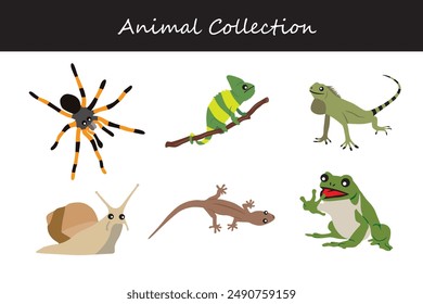 Animals collection. Flat style vector illustration.