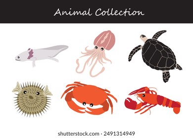 Animals collection. Flat style vector illustration.