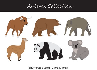 Animals collection. Flat style vector illustration.