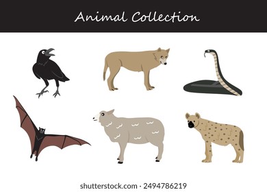 Animals collection. Flat style vector illustration.
