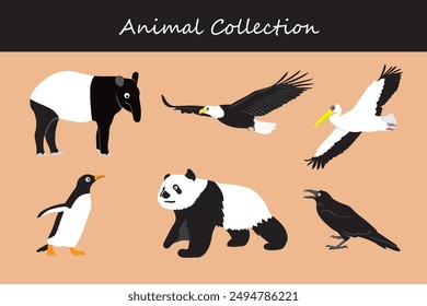 Animals collection. Flat style vector illustration.