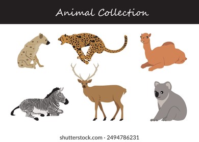 Animals collection. Flat style vector illustration.
