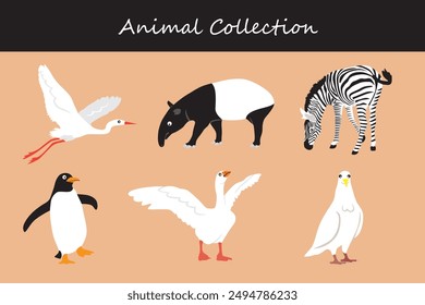Animals collection. Flat style vector illustration.
