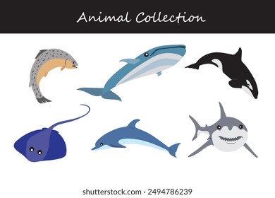 Animals collection. Flat style vector illustration.
