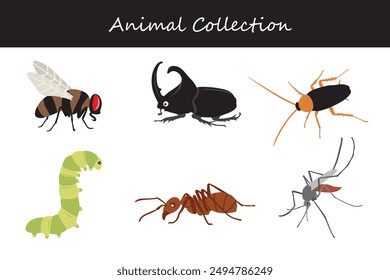 Animals collection. Flat style vector illustration.