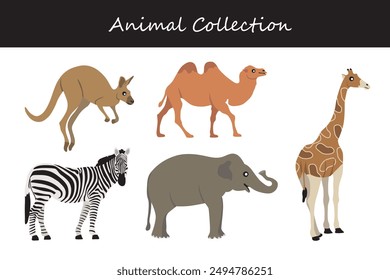 Animals collection. Flat style vector illustration.