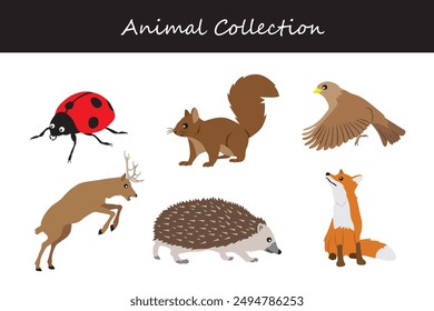 Animals collection. Flat style vector illustration.