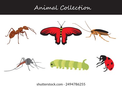 Animals collection. Flat style vector illustration.