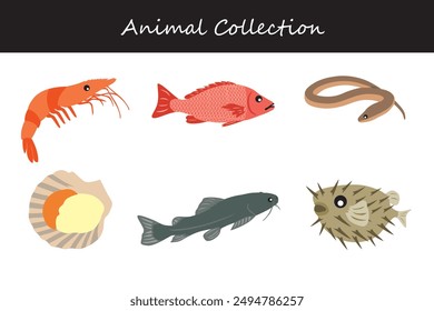 Animals collection. Flat style vector illustration.