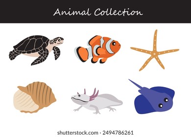 Animals collection. Flat style vector illustration.