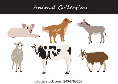 Animals collection. Flat style vector illustration.