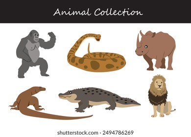 Animals collection. Flat style vector illustration.