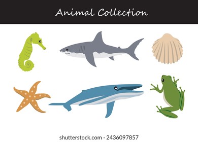 Animals collection isolated on white background. Flat style vector illustration.