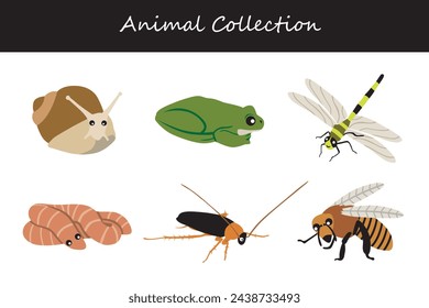 Animals collection isolated on white background. Flat style vector illustration.