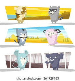 Animals collection team C,vector,illustration