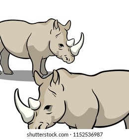 Animals collection vector rhino twin zoom view